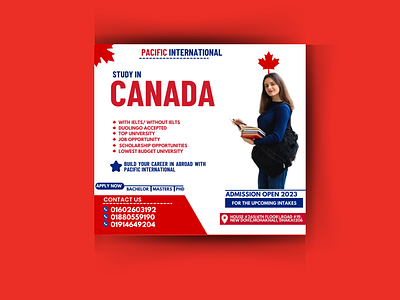 Canada study abroad Social Media post design animation branding canada student visa canada study clothing colorful design graphic design illustration logo maple study abroad study permit typography vector