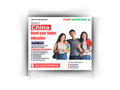 China study abroad Social Media post design. 3d animation branding clothing design graphic design illustration logo motion graphics study abroad typography vector