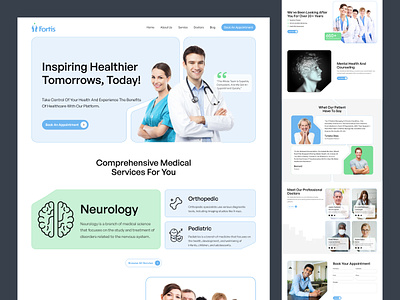 Fortis - Medical Consultation Website Design appointment consultation doctor hospital ismailnahid landingpage medical consultation medical service medical treatment medicine modern online service online treatment pixelean ui uiux user interface web design