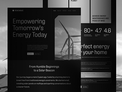 Renewave - Landing Page black website branding energy graphic design landing page minimalist solar susitanibilty ui ux