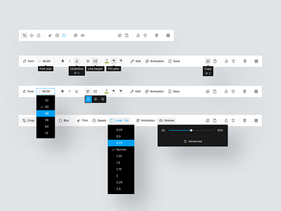 Toolbar Top Panel app canva clean components design design system dropdown editing interface minimal overlay panel product design saas simple software tooltip top panel ui ux