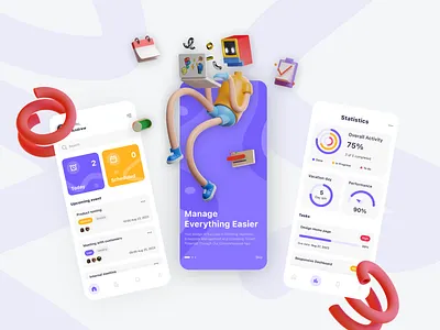 ERP App - 3D Style 3d style app erp app mobile app ui uid