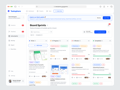 Taskphere - Task Management App dashboard dashboard design jira redesign ui ui design ux ux design web design