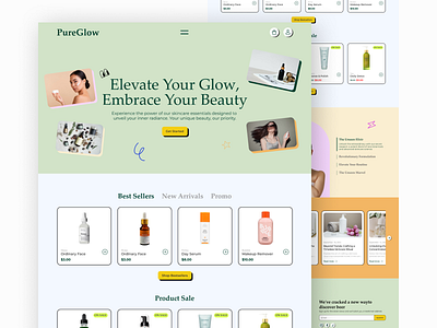 PureGlow Landing Page design mobile ui uiux ux website