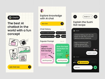 ChaTin - AI Chatbot app ai ai bot ai chat app app design bot chat chat app chat generator chatbot chatting illustrations messaging app mobile mobile design ui ui design ux