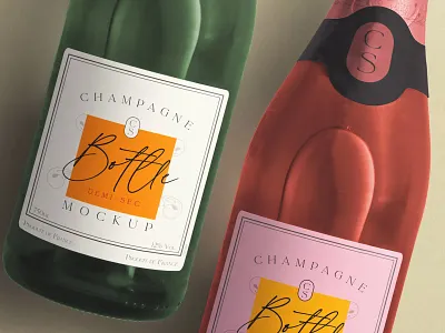 Champagne Bottles Mockup template