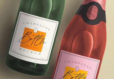 Champagne Bottles Mockup template