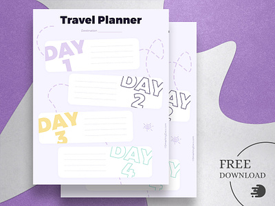 4-Day Travel Planner Template design free freebie itinerary planner pdf plan purple template travel