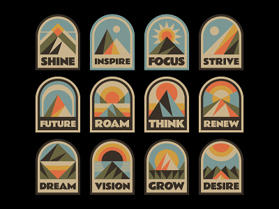 Inspire Badges abstract adventure badge emblem illustration logo mountain nature outdoor