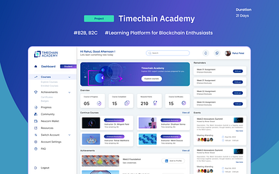 Timechain Academy - Dashboard Design dashbaord design ui ux research uxuidesign web3 website design