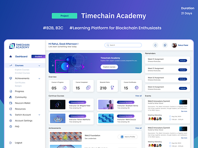 Timechain Academy - Dashboard Design dashbaord design ui ux research uxuidesign web3 website design