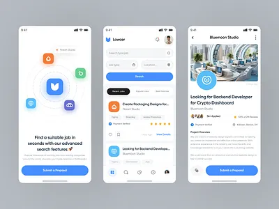 Job Finder Mobile App app clean design find fireart job search ui ux