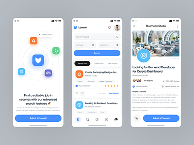 Job Finder Mobile App app clean design find fireart job search ui ux