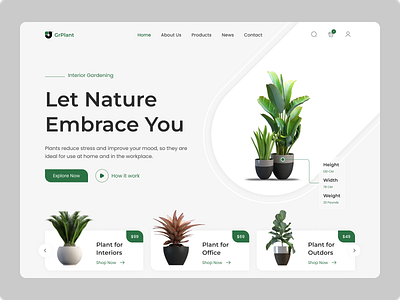 Plant Shop UI Design design figma green home page indoor plant inplant interior plant landing page nature online shop online store outdoor plant photoshop plant shop shop store trees ui user interface ux