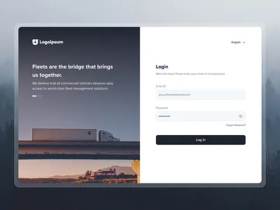 Login Page credentials dashboard fintech fleet login sign in sign up signin signup ui ux