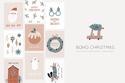 Bo ho Christmas Design abstract baby background bohemian boho home card celebrate celebration christmas christmas tree cozy cute decoration decorative design flat gift box graphic greeting happy new year