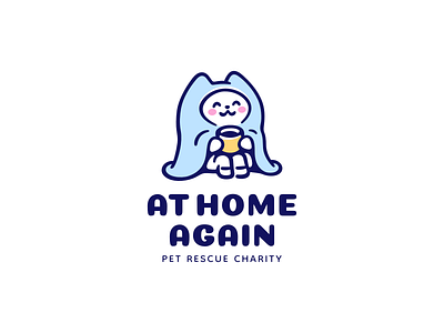 At Home Again animal branding cat character charity cozy cute hand drawn illustration kawaii logo mascot pet