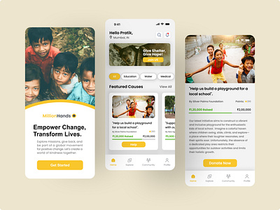 Help and Charity app - UI Design - Day 11 of #SuperDribbbs 🏀 helpandcharityapp interactiveux socialimpactdesign