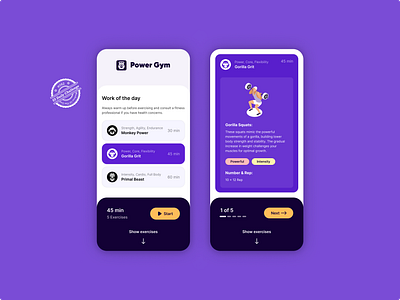 Workout Of The Day - UX/UI Design dailyui dailyui62 dailyuichallenge day sport gym gym app mobile app mobile first power powergym sport app ui ui design uiux uiux design ux ux design workout