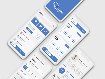 PlusCare India - Healthcare Service Mobile App design healthcare app mobile app mobile app design ui uidesign uiux