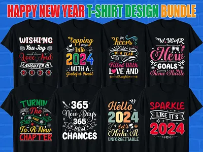 HAPPY NEW YEAR T-SHIRT DESIGN BUNDLE beautiful celebration christmas design fashion fun graphic graphic design happyholidays happynewyear instagood likeforlikes love newyear newyearseve party smile t shirt taypography vector