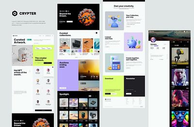 NFT交易网页设计,CRYPTER branding design flat graphic design illustration logo nft nft网站 typography ui 个人主页 现代化设计 着陆页 网站首页 网页 网页简约设计
