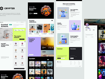 NFT交易网页设计,CRYPTER branding design flat graphic design illustration logo nft nft网站 typography ui 个人主页 现代化设计 着陆页 网站首页 网页 网页简约设计
