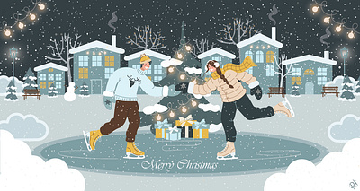 Merry Christmas 2d art artwork branding card christmas design drawing graphic design holiday illustration snow vector winter