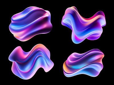 Bold colorful melted distorted shapes 2 3d bold colorful distorted fluid form generative gradient holographic iridescent liquid melty rendering shapes unearthly vibrant wavy