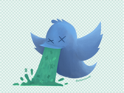 Throw up ideas – VomitoTwittos #06 bird blue blue bird green illustration twitter vomit
