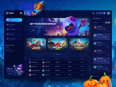 Casino Gambling Dashboard Design spin