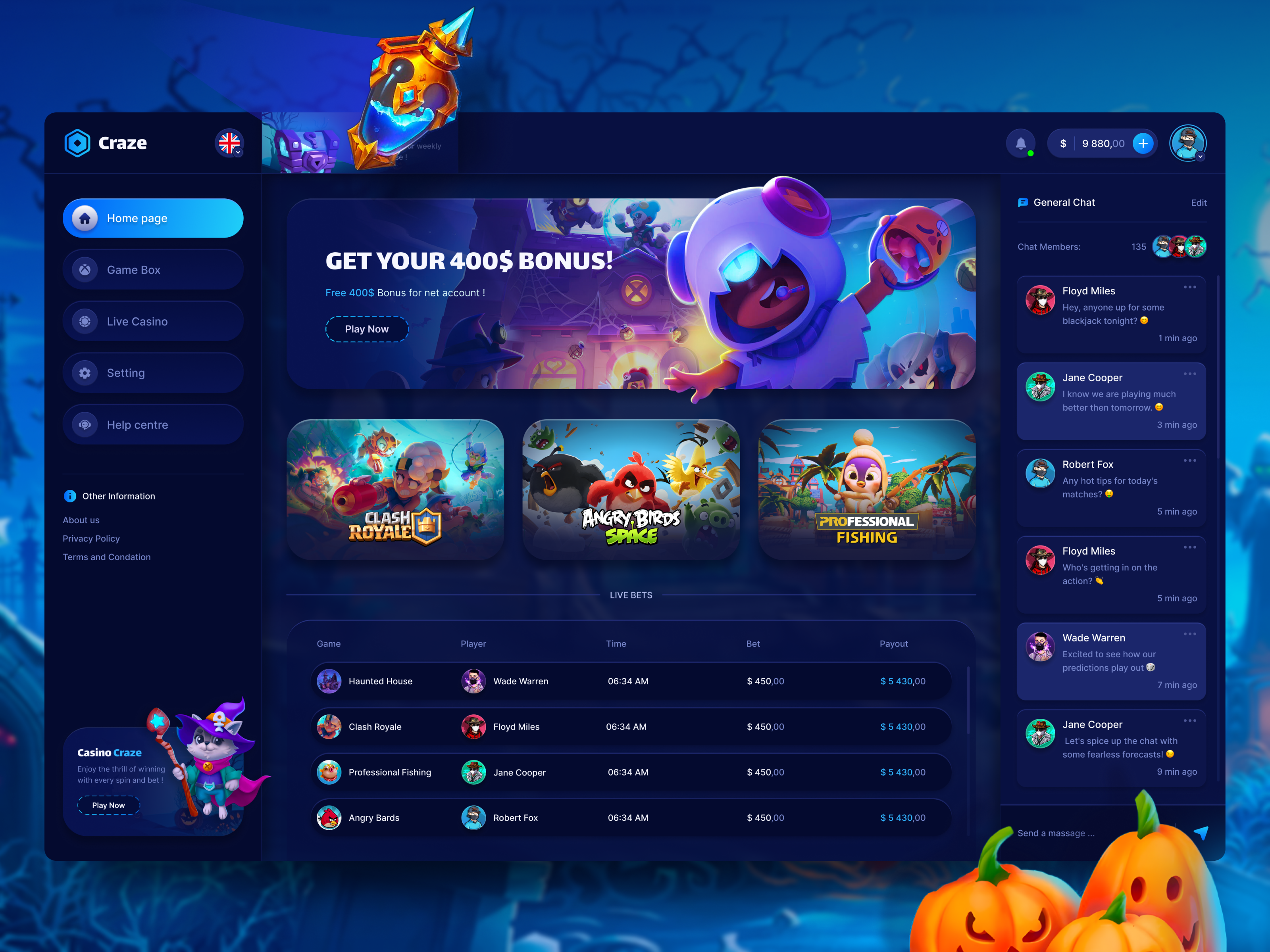 Example of Online Casino (Desktop + Mobile)