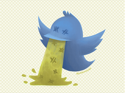 Throw up ideas – VomitoTwittos #04 adobe fresco bird blue bluebird fresco illustration puke twitter vomit x