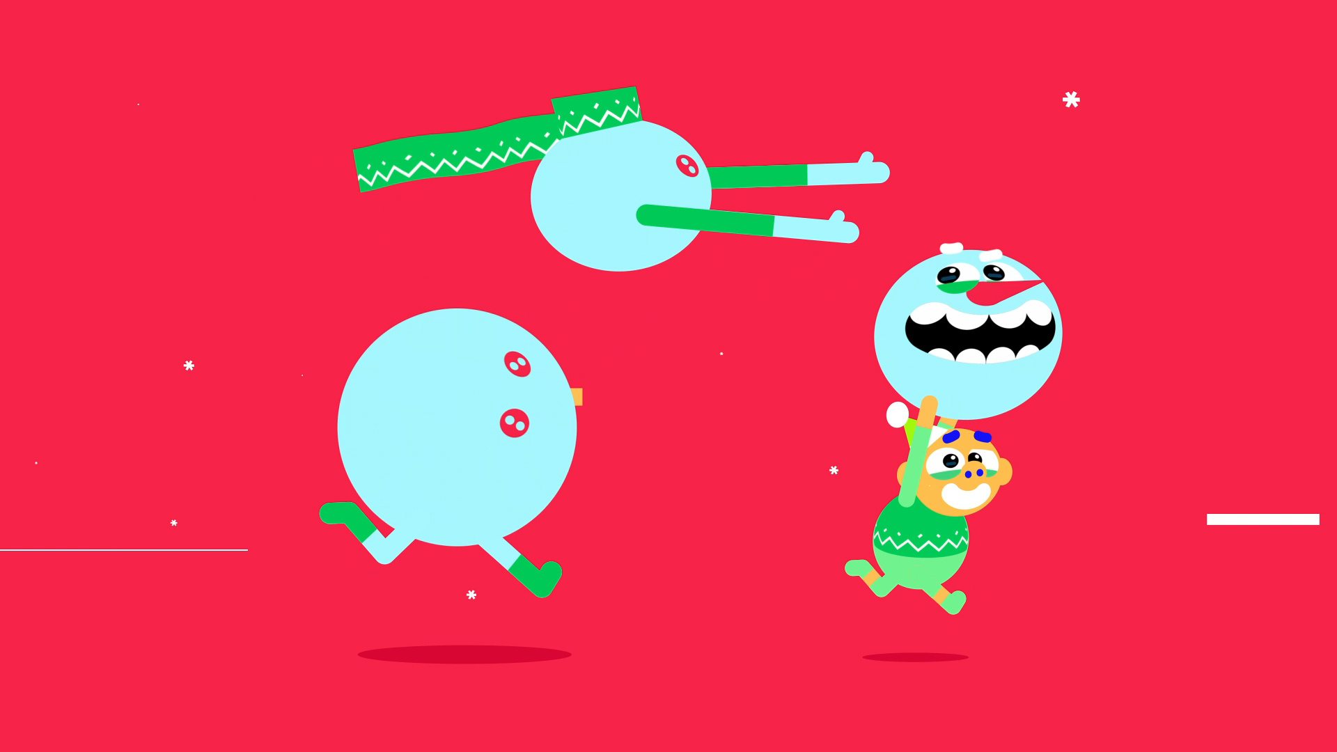 OKOO /// SNOWMAN'S CHASE animation chase christmas elf gif head illustration loop run snow snowman thief xmas