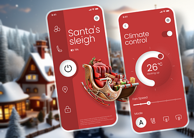 Santa's Sleigh App 2024 3d app application christmas design development figma hero screen illustration new year santa claus sleigh ui uxui winter