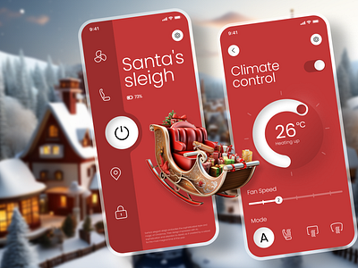 Santa's Sleigh App 2024 3d app application christmas design development figma hero screen illustration new year santa claus sleigh ui uxui winter