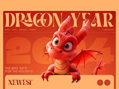 New Year Dragon website concept daily homepage landing page red ui web webdesign website