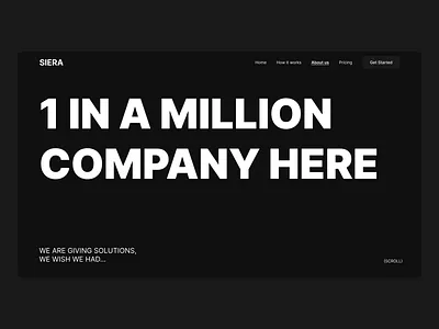 SIERA | About us x dark theme aestethics branding clean dailyui dark design experimental futuristic graphic design landing landing page minimal minimalistic modern security ui uiux design