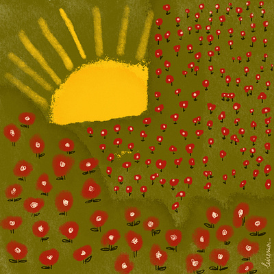 Poppy fields 🍒 aún design digital illustration fields flowers graphic design illustration poppy procreate red