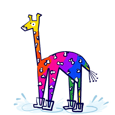 Giraffe in wellies 💦 design digital illustration giraffe graphic design illustration procreate rainbow wellies