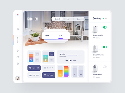 Smart Home App - Kitchen Controls app clean climate control home home automation interface iot minimal mobile remote control remote monitoring saas smart smart devices smart house smart lighting smarthome tech ui ux