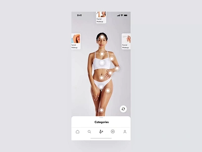 Shopping by Exploring the Body - Flow 2/3 animation app beauty body cards categories clean design ecommerce heatmap interaction design interface minimal mobile navigation online store shopping experience ui ux wellness