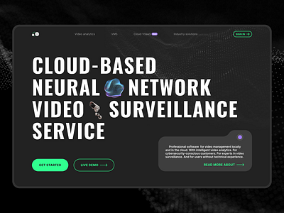 AI Video surveillance Mockup dark minimal ui ux web website