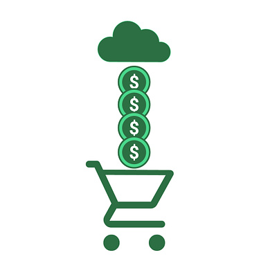 Shopping cart Filling with Dollar's graphic design illustration