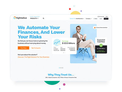 Highradius FinTech Web App Design app finance minimal ui ux website