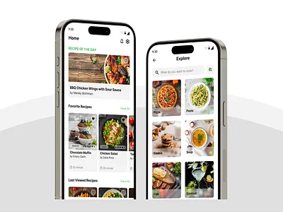 Cooking App app cooking cooking app explore home light mode mobile mobile app recipe app recipes screens ui ux