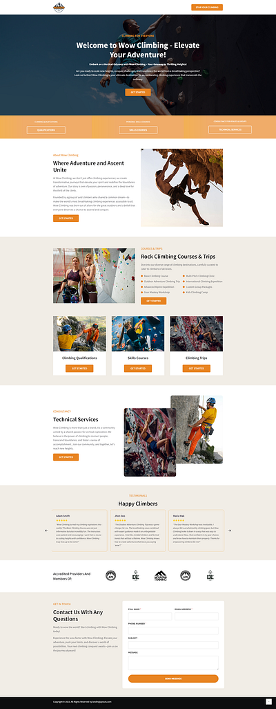 Effective Rock Climbing Services Lead Generation Landing Page branding design landing page lead generation template wordpress