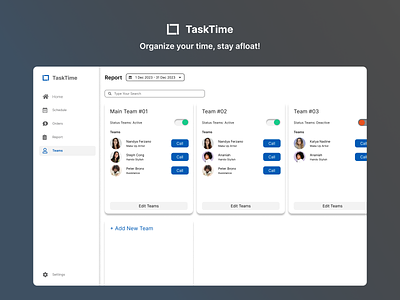 TaskTime: Teams Member Web Dashboard add member app apps calendar dashboard edit member member modal order saas schedule team team app team dashboard team productivity team productivity tools teams user roles user setting web dashboard