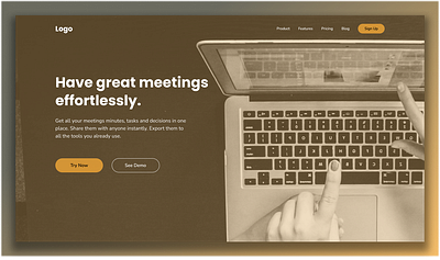 Hero shot for team meatings product hero shot landing page ui web design