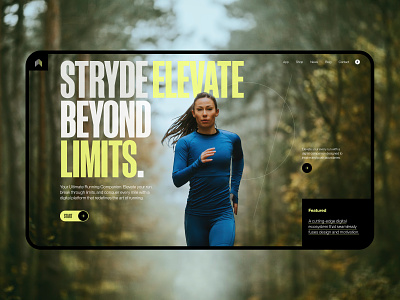 Stryde app clean design homepage layout mini modern running sports ui ux web website